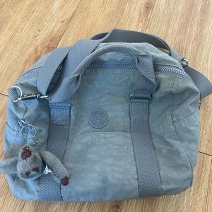 Kipling Gray Crossbody Hand Bag Purse With Monkey Keychain